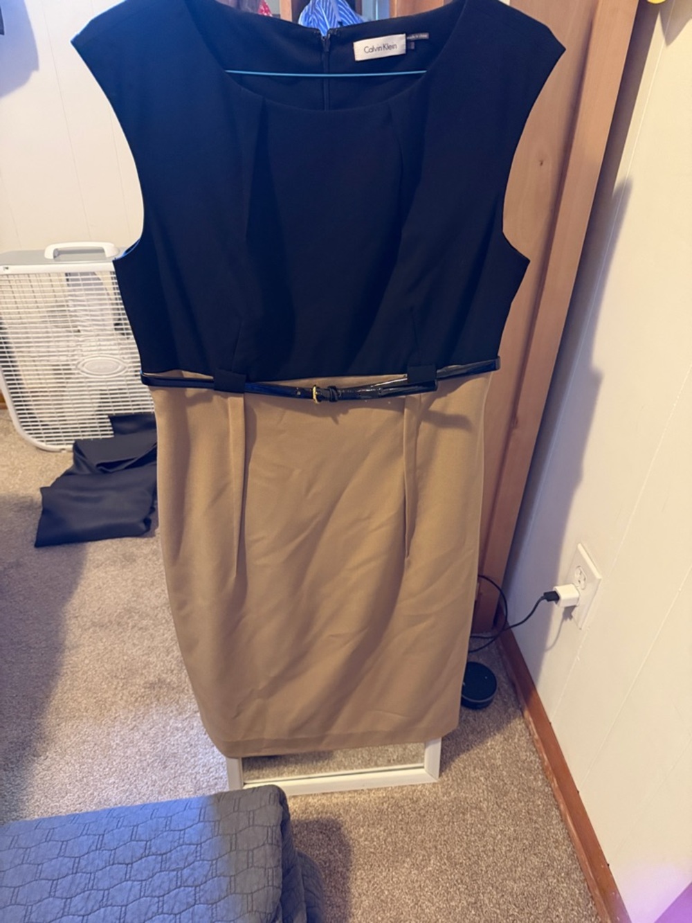 Calvin Klein Black and Tan Two-Tone Pencil Dress-Skirt
